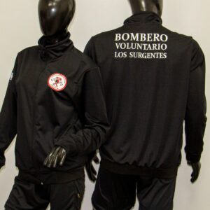 Camperas cuello medio alto deportivo micro frisado negro con bordados