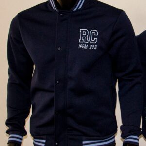 Camperas universitaria de algodon con cuello y puño tejido